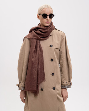 Brunello Cucinelli Коричневый палантин с кашемиром и шелком с люрексом MSCDAR097P