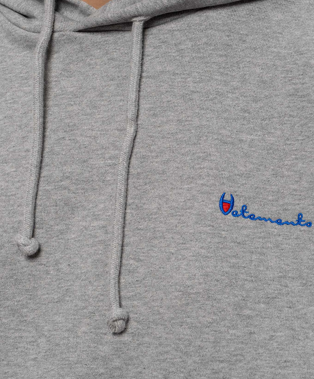 Vetements Серое двустороннее худи с вышивкой логотипа MH27HD223G изображение 5