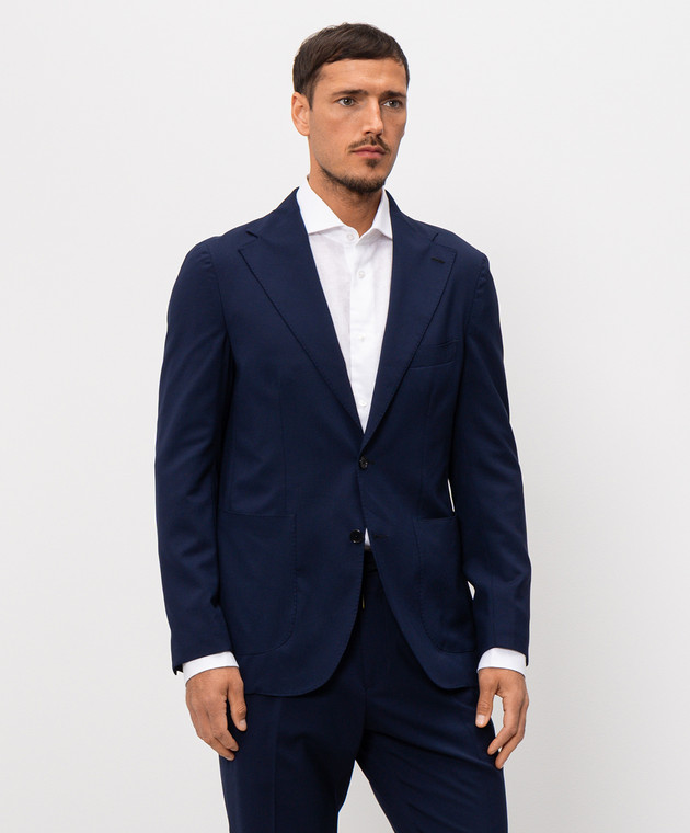 Pini Parma Синій піджак з вовни JALEISUREBL зображення 3