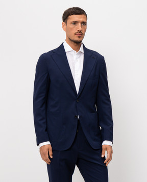 Pini Parma Синій піджак з вовни JALEISUREBL