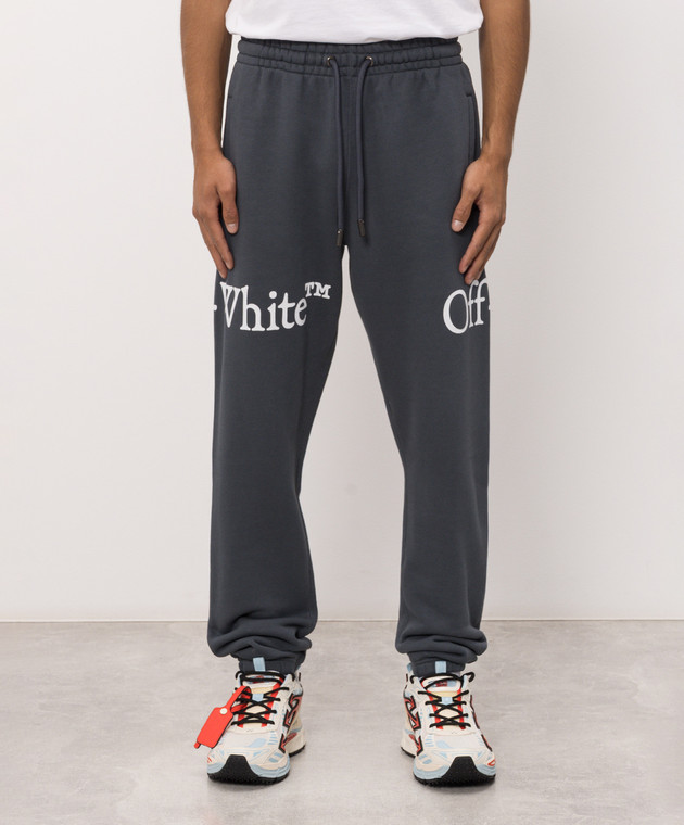 Off-White Синие спортивные брюки с принтом логотипа 44MCH057F26F001 изображение 3