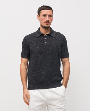 Brunello Cucinelli Серое поло с леном M2L707715