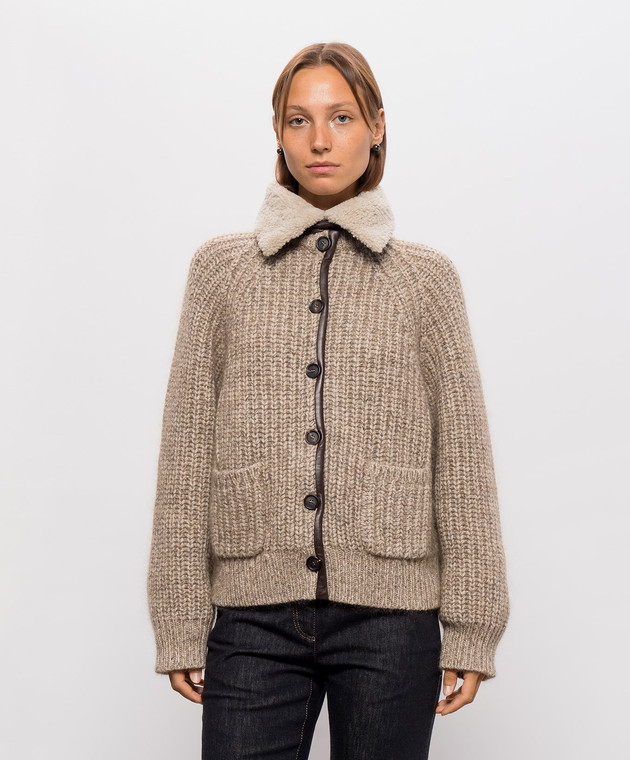 Brunello Cucinelli Бежевий кардиган з кашеміром MTP358106 зображення 3