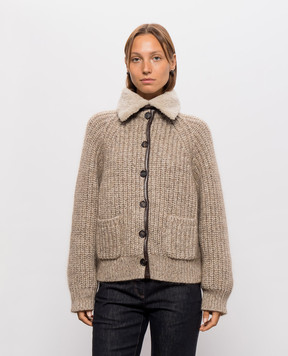Brunello Cucinelli Бежевий кардиган з кашеміром MTP358106