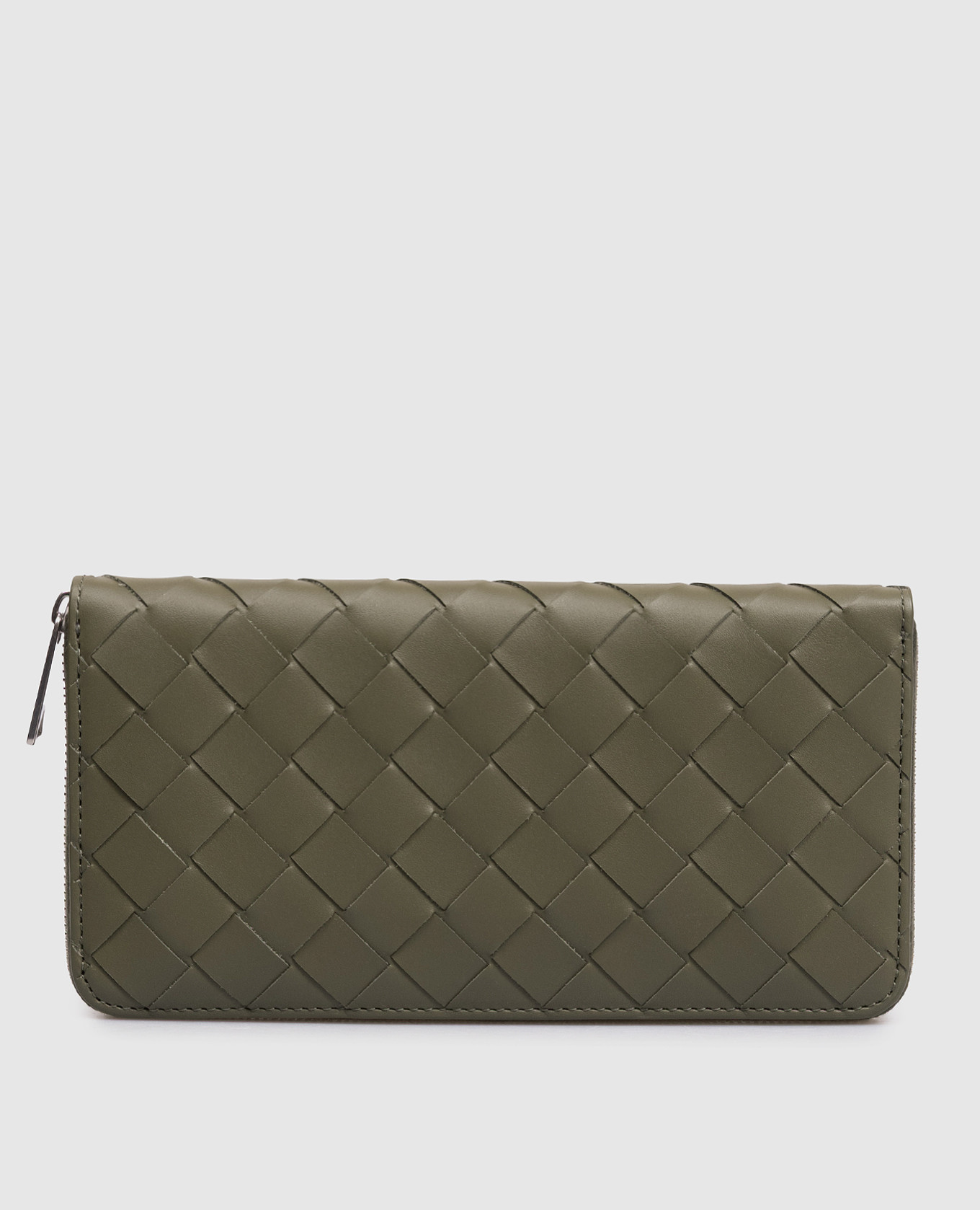 Кожаный кошелек Intrecciato цвета хаки