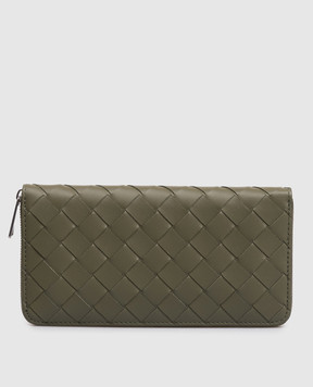 Bottega Veneta Шкіряний гаманець Intrecciato кольору хакі 814838VCPQ4