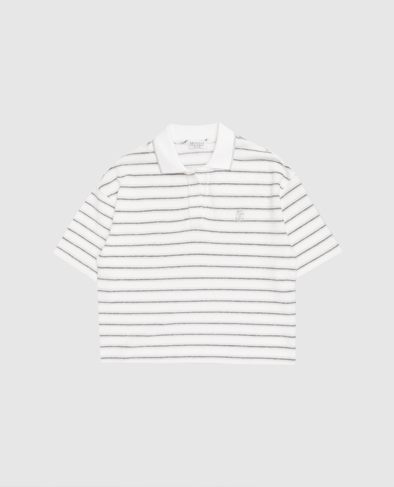 

Детское поло в полоску с люрексом, Белый, Поло