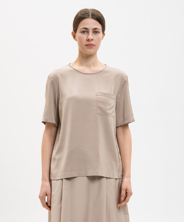 Peserico Бежевая футболка с цепочкой мониль S0651901930 изображение 3