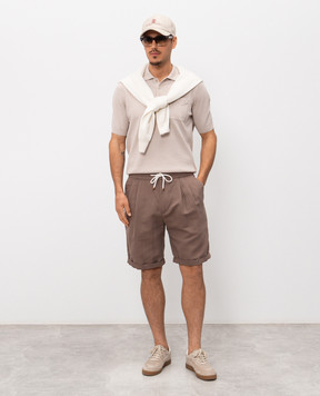 Brunello Cucinelli Бежеві бермуди з льоном MH255U0020