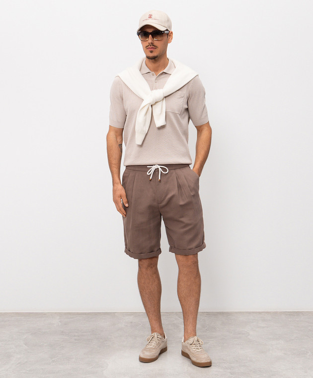 Brunello Cucinelli Бежевые бермуды с льном MH255U0020 изображение 2