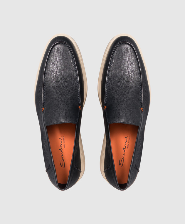 Santoni Сині шкіряні лофери MGDG17824TICSWLM зображення 4