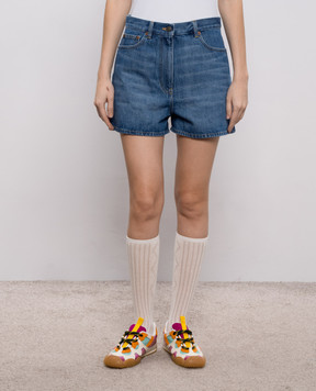 Valentino Синие джинсовые шорты с патчем логотипа 8B3DD28S9Y8