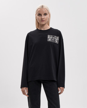 Off-White Черный лонгслив с вышивкой логотипа 2FB00555T