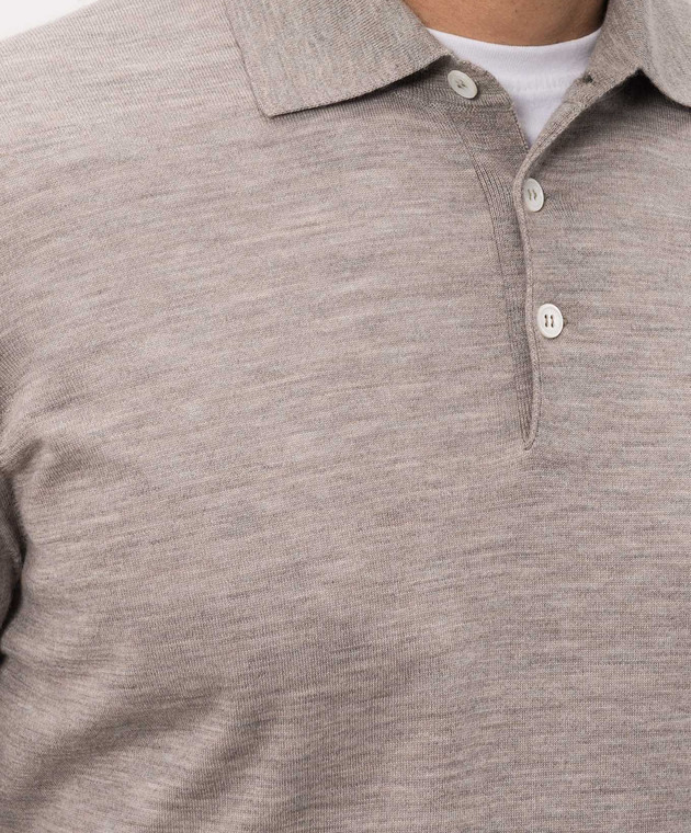 Brunello Cucinelli Меланжевое поло серого цвета из шерсти и кашемира M2400295 изображение 5