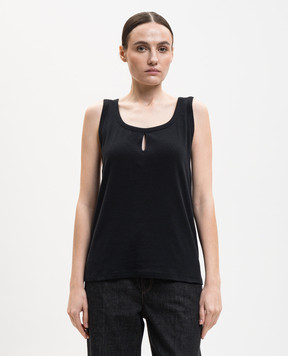 Victoria Beckham Чорний топ з льоном 1226JTP007237A