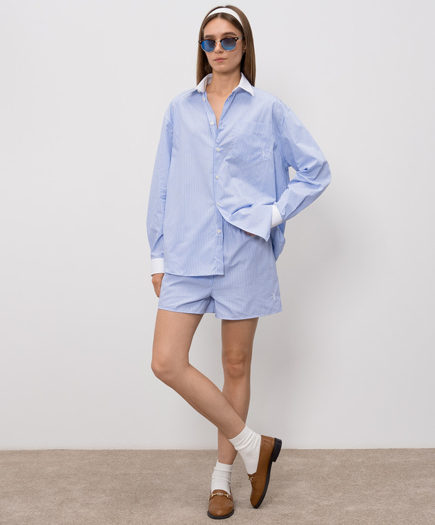 Sporty & Rich Блакитні шорти в смужку SH035710302ST02 зображення 2