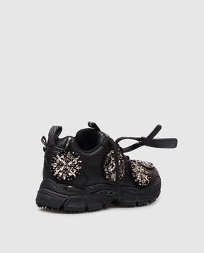 Off-White Черные кожаные кроссовки Be Right Back с кристаллами OWIA289Z26LEA003