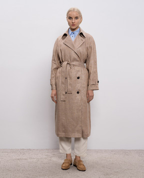 Brunello Cucinelli Бежевий тренч з льону з люрексом MH5269873