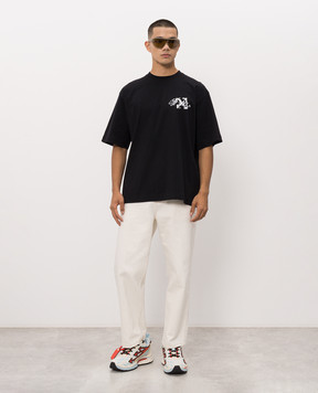 Off-White Чорна футболка Stroke з вишивкою логотипа 44MAA120F26J00J