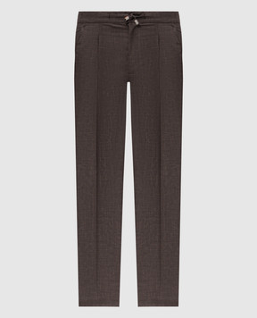 Enrico Mandelli Коричневі штани з вовни, шовку та льону GYM02B6020