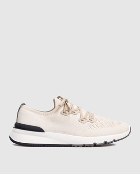 Brunello Cucinelli Бежеві кросівки з фактурним логотипом MZUKISO250
