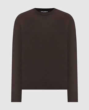Dolce&Gabbana Коричневый джемпер из шерсти и кашемира с логотипом GXX01TJGMC4