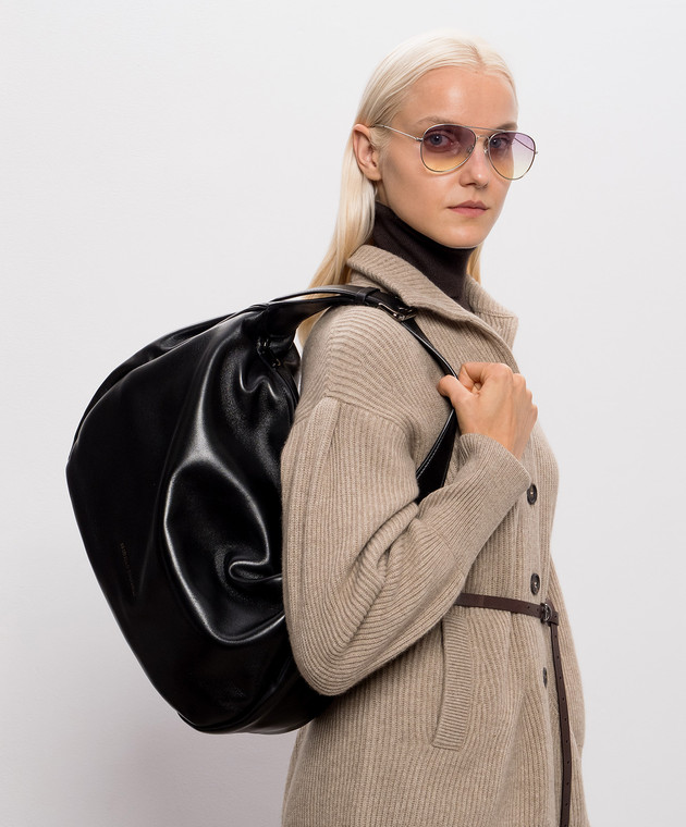Brunello Cucinelli Черная кожаная сумка Boule MBPLB2832P изображение 2