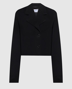 Off-White Чорний укорочений жакет з вовною 2EF12LF25FAB001
