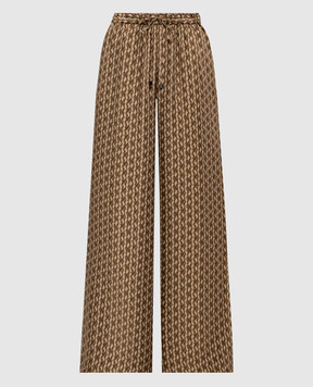 Max Mara Коричневі палаццо CLARINO із шовку MXMCLARINO