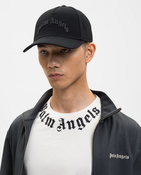 Palm Angels Чорна кепка з фактурним логотипом PMLB104S26FAB00I