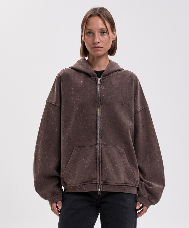Alexander Wang Коричнева спортивна куртка з кристалами UCC3262304 зображення 3