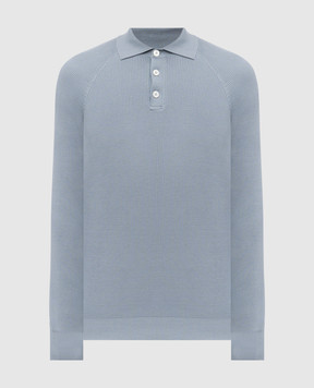 Brunello Cucinelli Голубое поло в рубчик M29400105