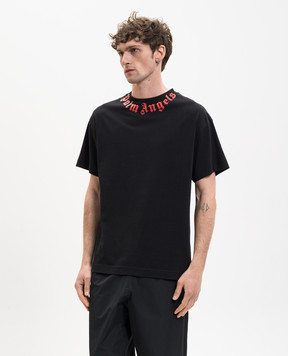 Palm Angels Черная футболка с контрастным логотипом PMAA109S26JER008