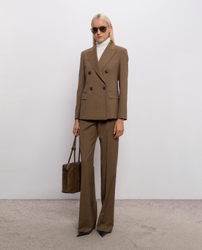 Max Mara Коричневый двубортный жакет UMICO из шерсти MSTUMICO