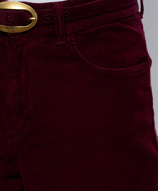 Twinset Бордовые вельветовые штаны 262TT2361 изображение 5