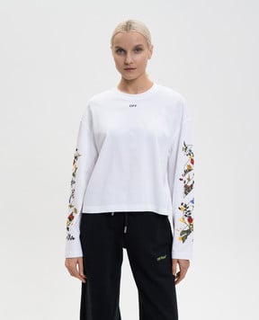 Off-White Белый джемпер с принтом Flowers Arrow OWAB038F25JER001