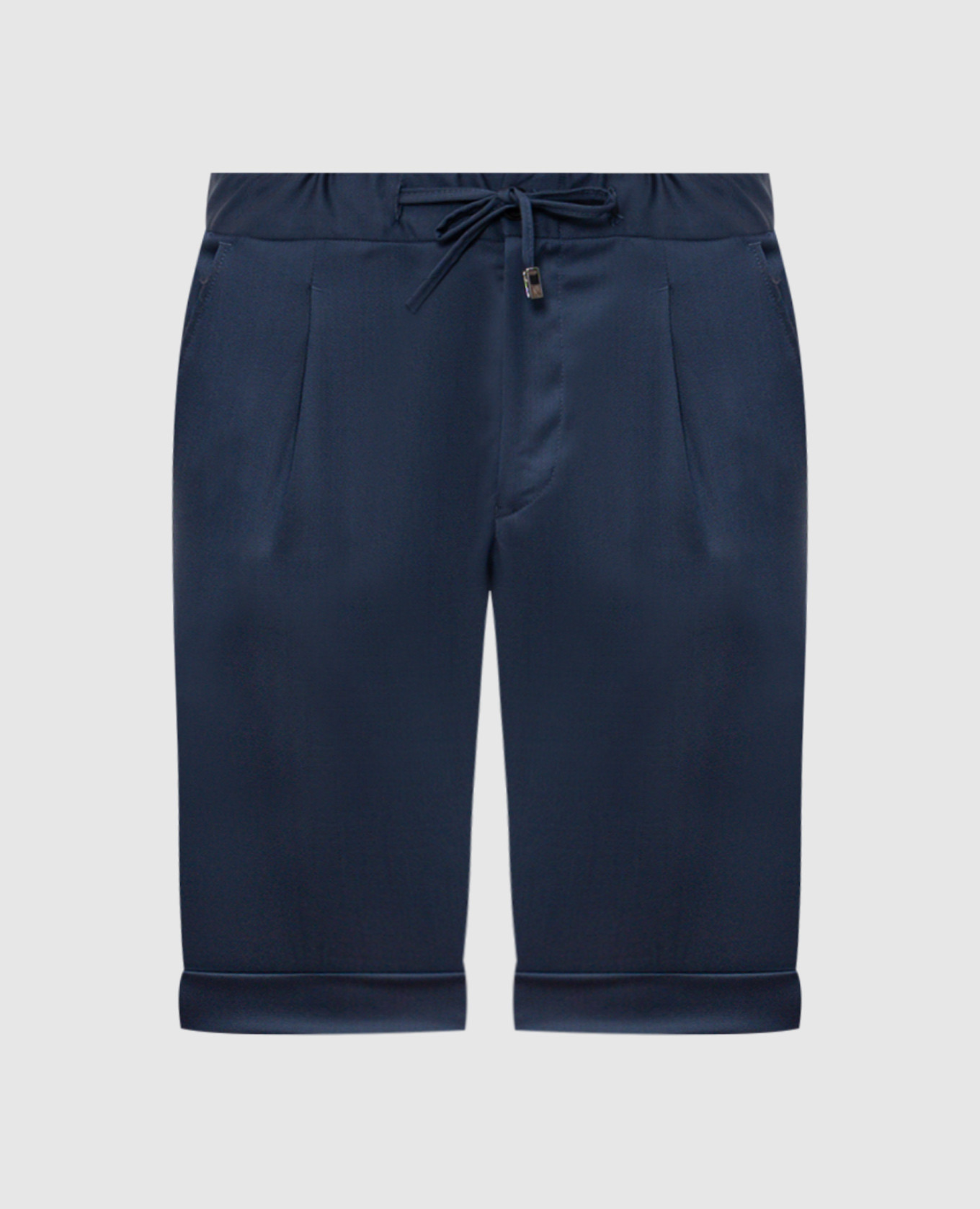 

Синие шорты из шерсти с отворотами, Синий, Шорты