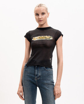 Balenciaga Черная футболка Messy Spray Chopped 871744TUVI7