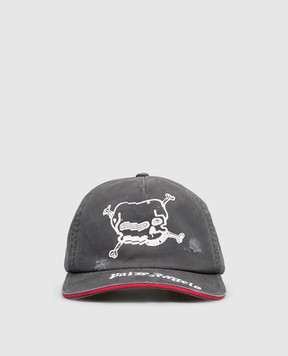 Palm Angels Сіра кепка з принтом PMLB104S26FAB006