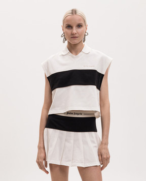 Palm Angels Белый топ с воротником-поло PWGB017S26FAB001