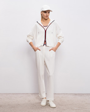 Brunello Cucinelli Белая спортивная куртка с нашивкой эмблемы MG927VT306