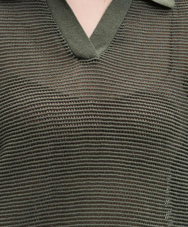 Peserico Зеленый топ с воротником-поло S99113F129056T изображение 5