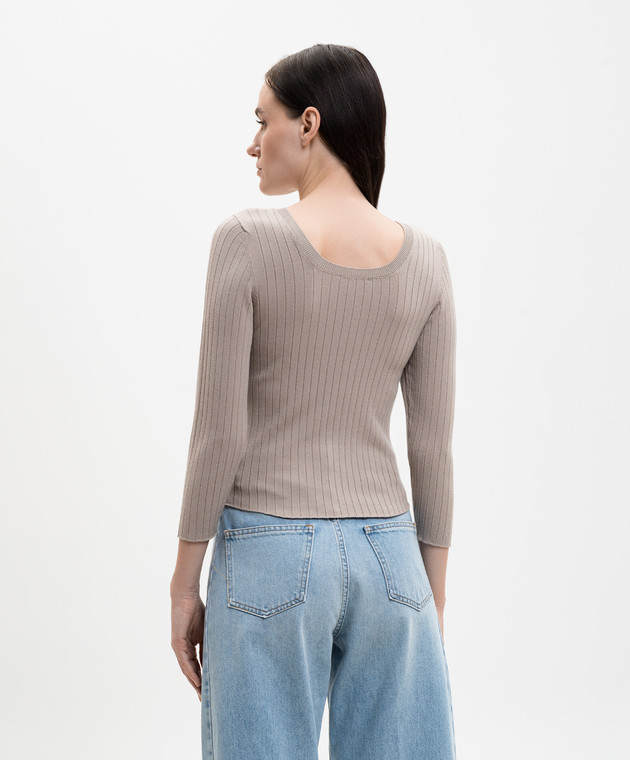 Solotre Бежевый топ в рубчик M3AB0039 изображение 4