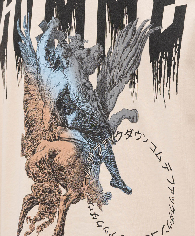 Comme des Fuckdown Бежевая футболка с брендовым принтом FMS6CFABM01938 изображение 5