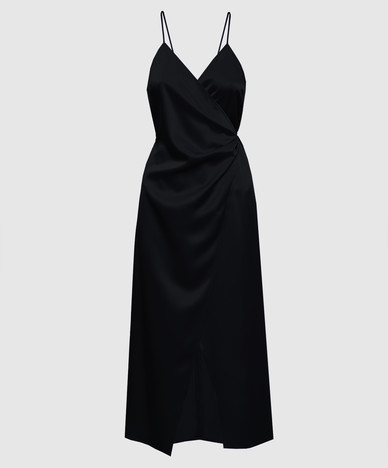 Черное платье миди Apron на запах