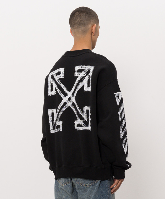 Off-White Черный свитшот с контрастным принтом 44MBA054F26F007 изображение 4