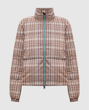 Woolrich Бежева пухова куртка в клітинку CFWWOU2062FRUT5093