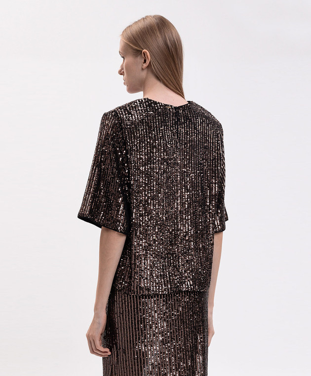 Twinset Коричневая блуза в пайетке 262TT2143 изображение 4