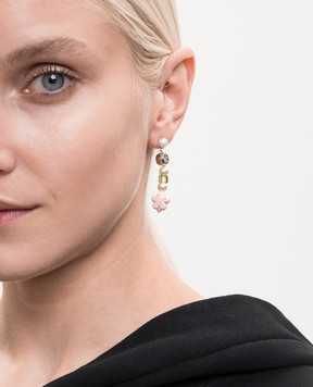 Off-White Белые серьги с брендовыми бусинами OWOD2A9S26MET001