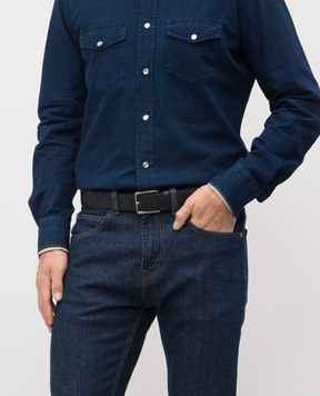 Bottega Veneta Чорні шкіряний ремінь Taurillon 855893V5I51